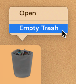 screenshot of emptying the trash screenshot of emptying the trash