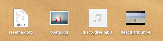 screenshot of various file types in macOS screenshot of various file types in macOS