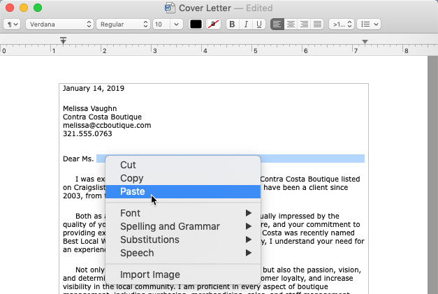 screenshot of clicking the Paste button after right-clicking screenshot of clicking the Paste button after right-clicking