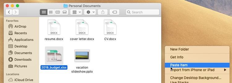 screenshot of right-clicking and selecting Paste screenshot of right-clicking and selecting Paste