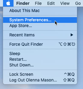screenshot of clicking the System Preferences in the Apple menu screenshot of clicking the System Preferences in the Apple menu