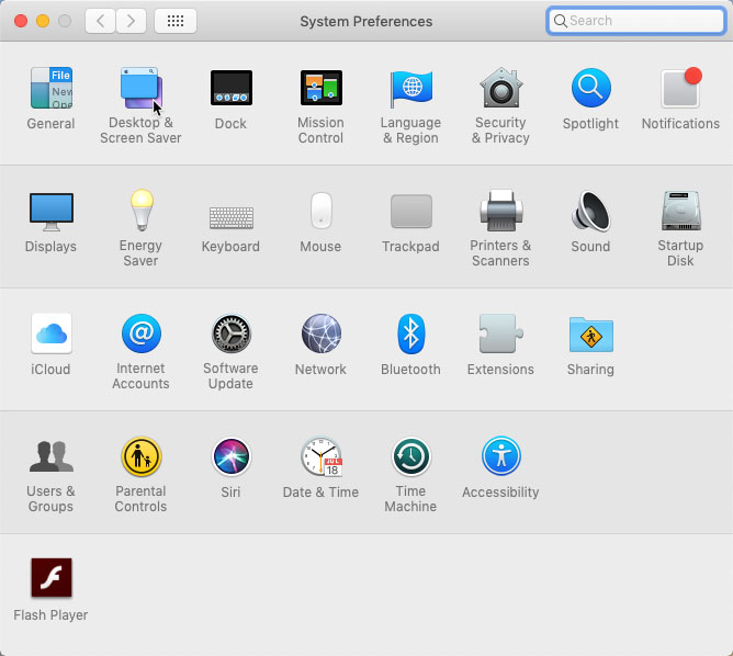 screenshot of the System Preferences menu screenshot of the System Preferences menu