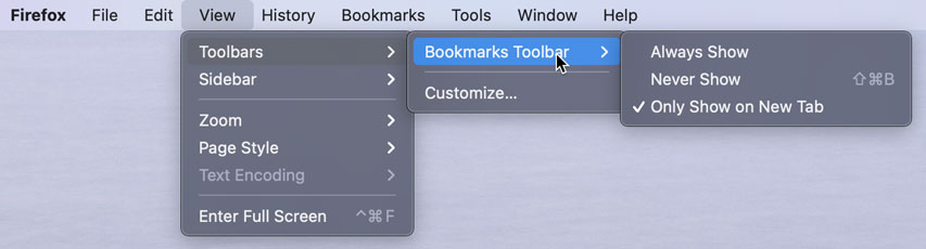 Firefox View menu Firefox View menu