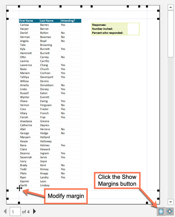 show margins button in Microsoft Excel Print Preview show margins button in Microsoft Excel Print Preview