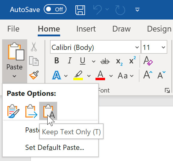 viewing Paste Options in Word viewing Paste Options in Word