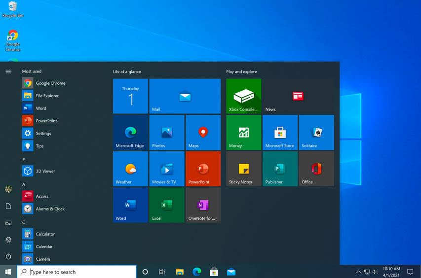 the Start menu in Windows 10 the Start menu in Windows 10