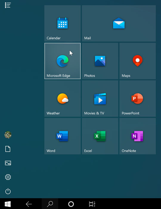opening an application in Tablet mode opening an application in Tablet mode
