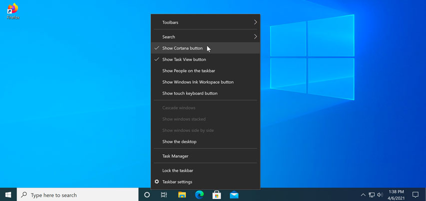 hiding Cortana hiding Cortana