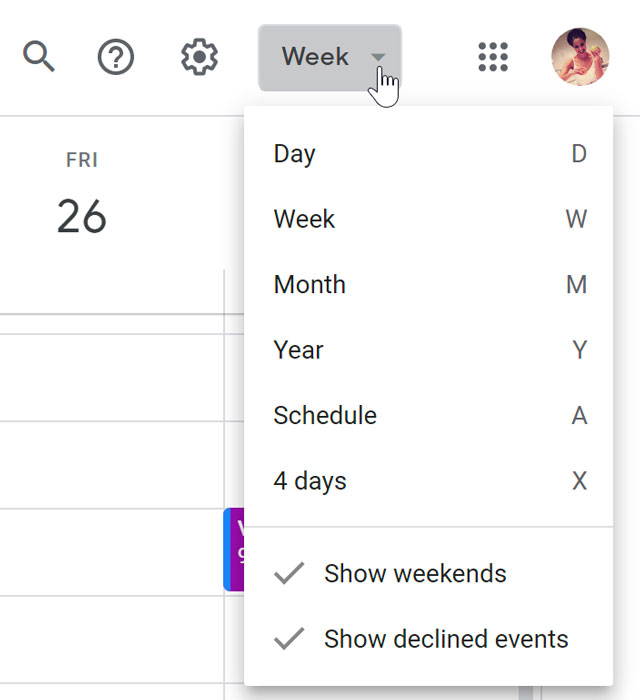 Calendar view modes Calendar view modes