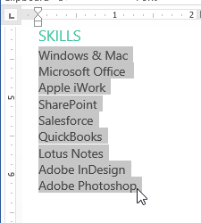 selecting text in a resume selecting text in a resume