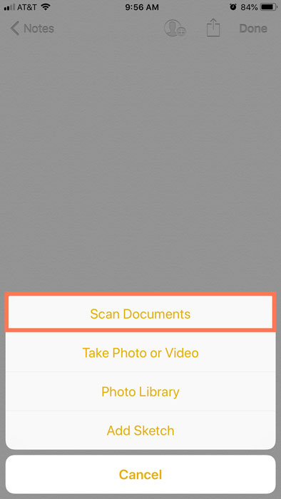 scan documents option