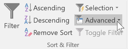 the Advanced Filter/Sort command the Advanced Filter/Sort command