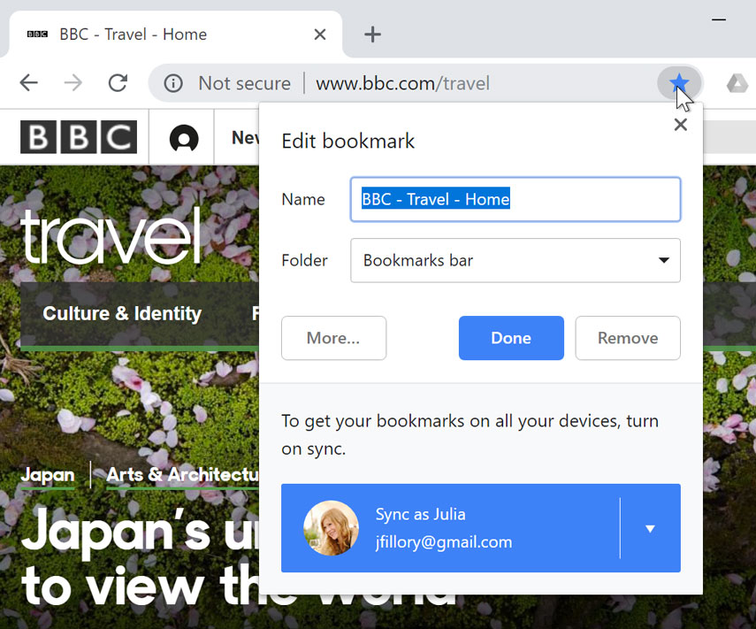 Bookmarking a web page Bookmarking a web page