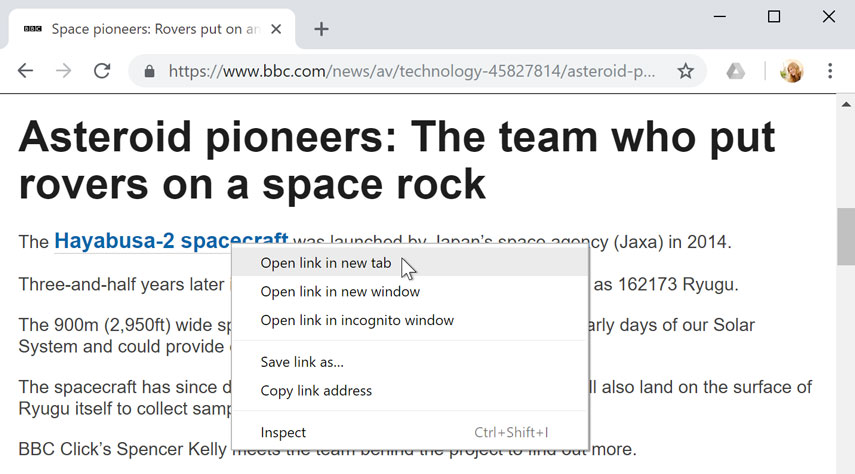 Opening a link in a new tab Opening a link in a new tab