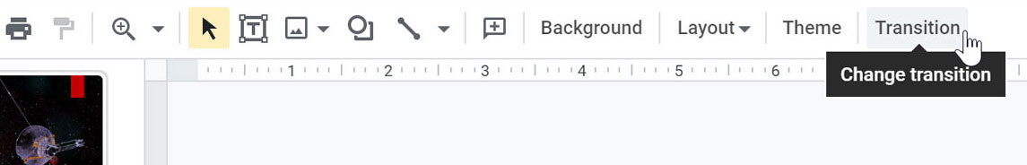 clicking the transition command clicking the transition command
