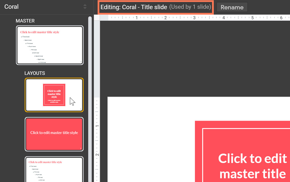viewing how many current slides use this layout