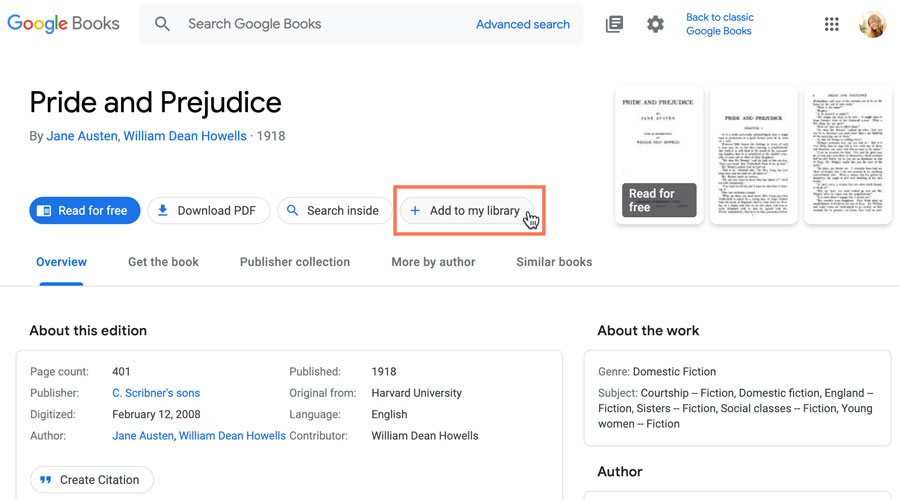 clicking the Add to my library button clicking the Add to my library button