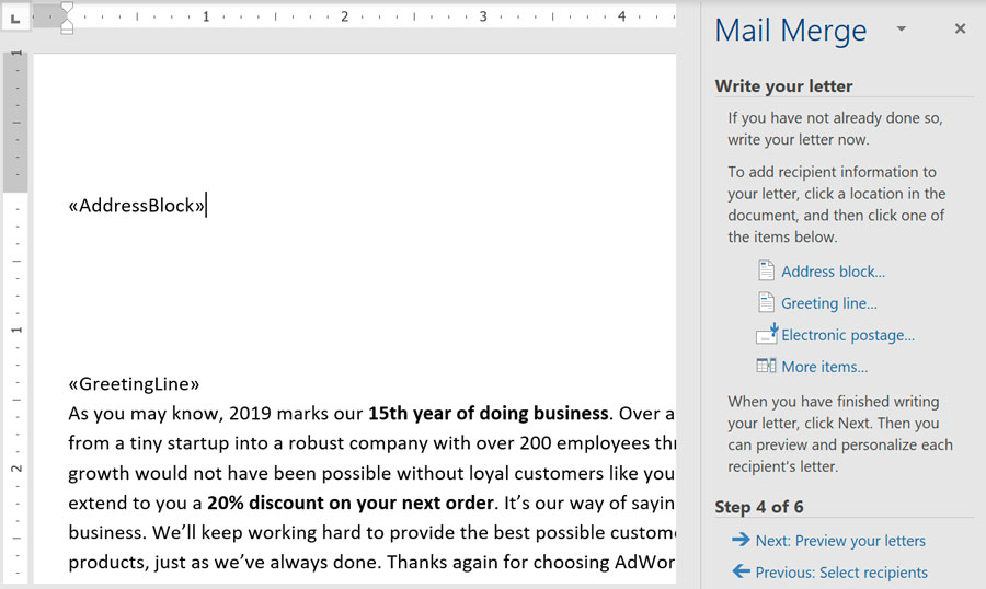 viewing mail merge in Microsoft Word viewing mail merge in Microsoft Word
