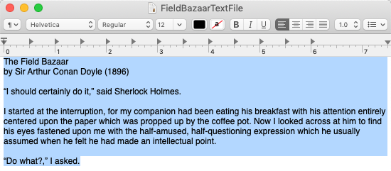screenshot of using the Command+A shortcut to Select All text screenshot of using the Command+A shortcut to Select All text