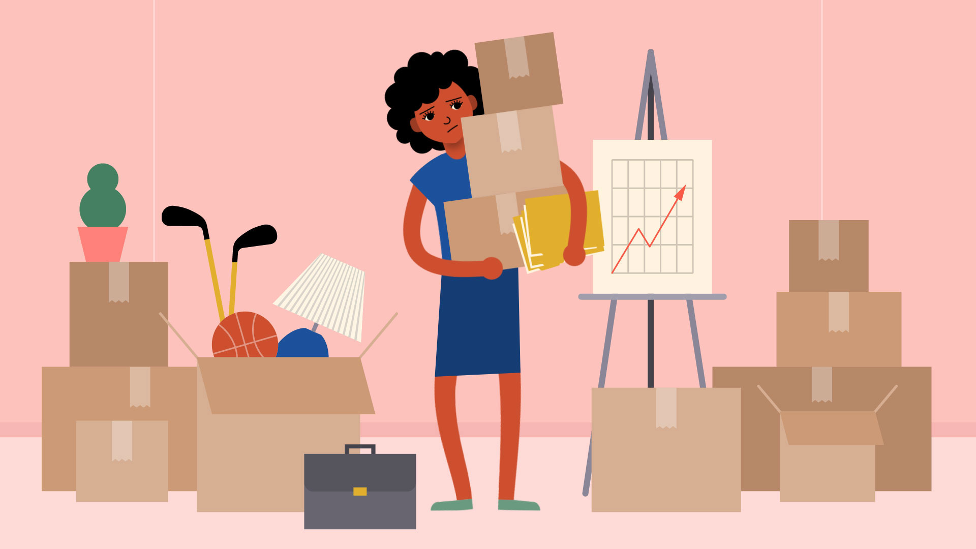 stressed woman surrounded by moving boxes stressed woman surrounded by moving boxes