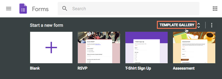 clicking template gallery clicking template gallery