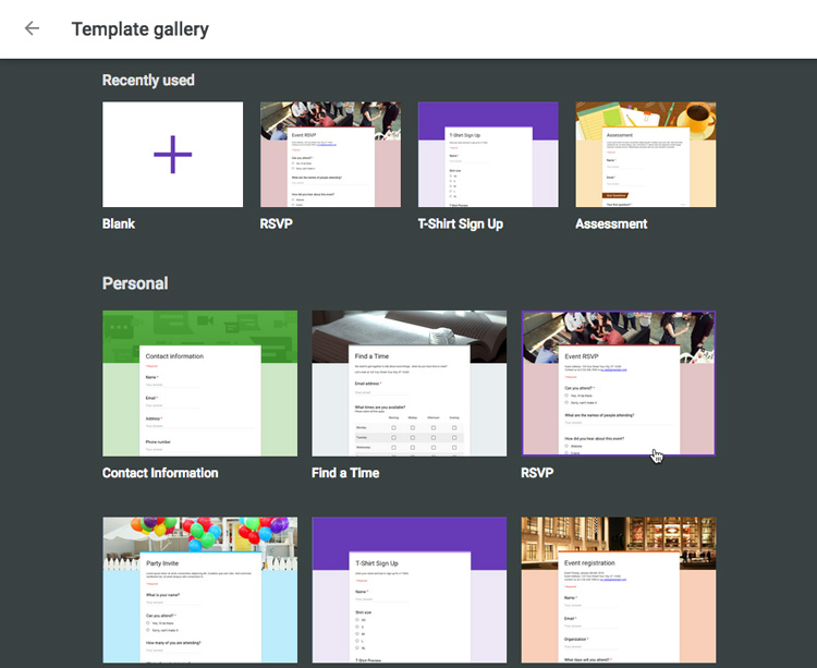 the google forms template gallery the google forms template gallery