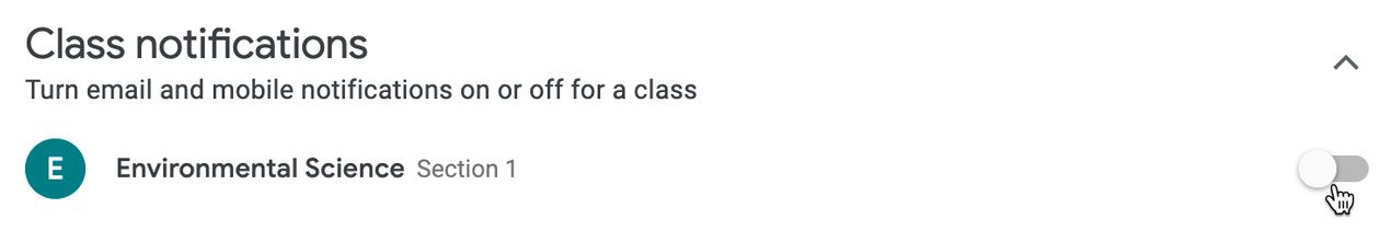 turn off class notifications