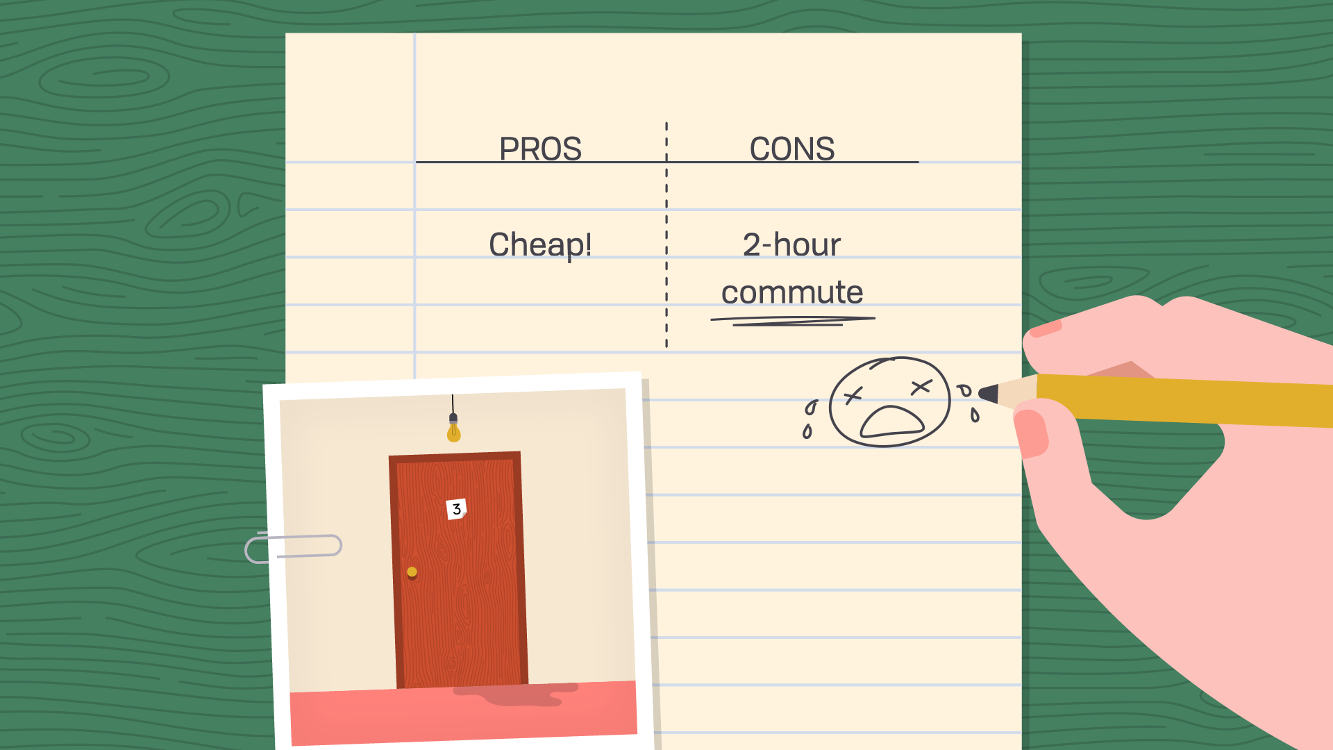 apartment 1 - pro: cheap / con: 2-hour commute apartment 1 - pro: cheap / con: 2-hour commute