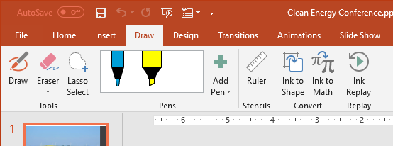 screenshot of the Draw tab in the Ribbon screenshot of the Draw tab in the Ribbon