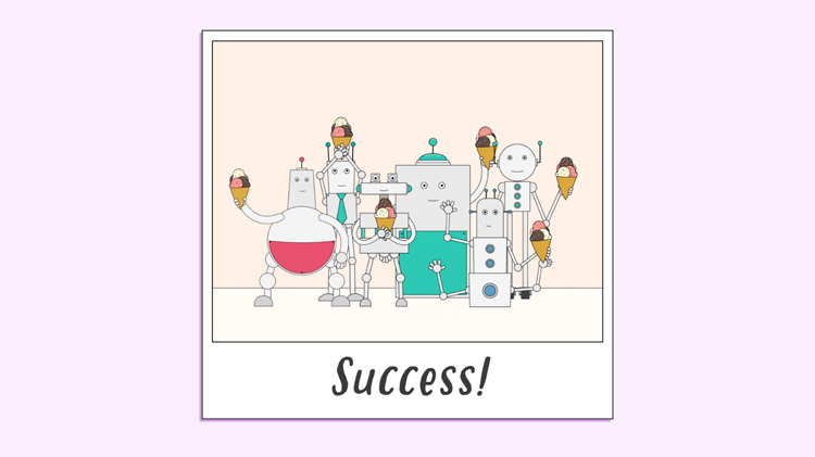 illustration of a photograph showing robots celebrating a successful collaboration illustration of a photograph showing robots celebrating a successful collaboration