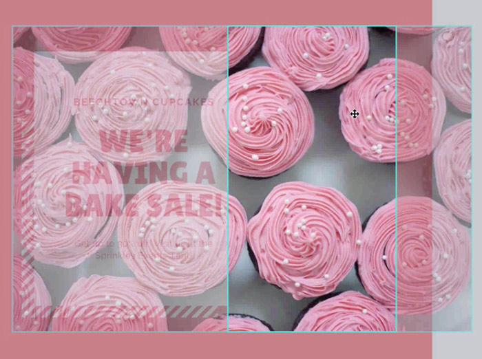 screenshot of cupcakes photo being moved within frame screenshot of cupcakes photo being moved within frame
