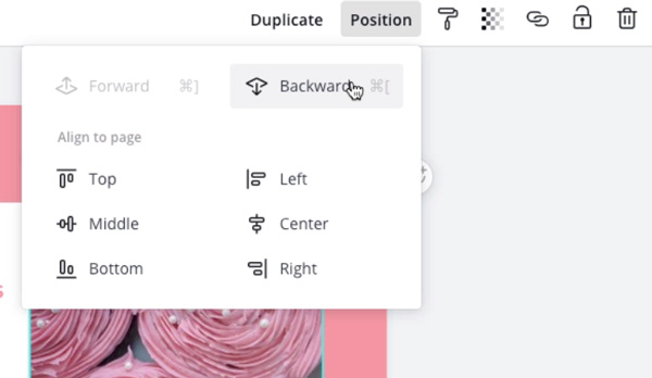 screenshot of "Position" dropdown menu with "Backward" selected screenshot of "Position" dropdown menu with "Backward" selected