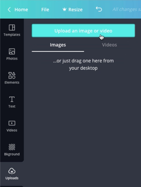 screenshot of "Upload an image or video" button screenshot of "Upload an image or video" button