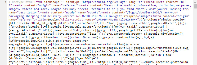 Google page source Google page source