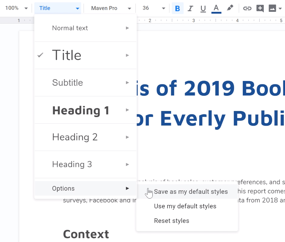 save as default styles save as default styles