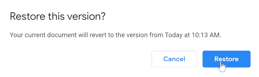 confirming restore confirming restore