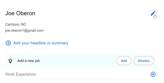 clicking to edit personal info clicking to edit personal info