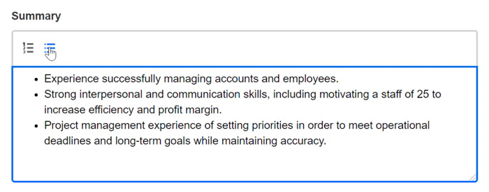 typing a summary typing a summary