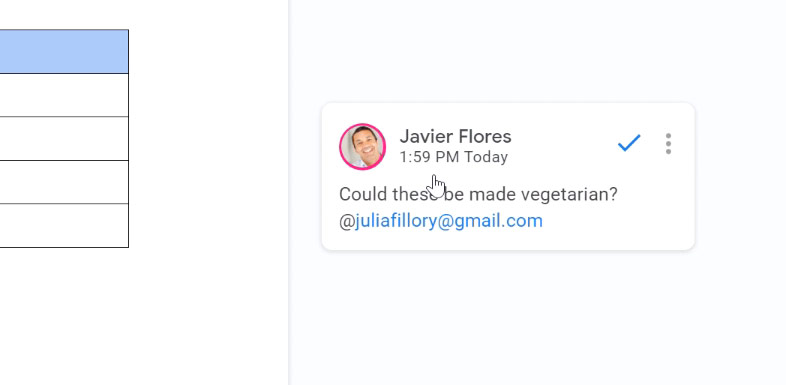 selecting a comment selecting a comment