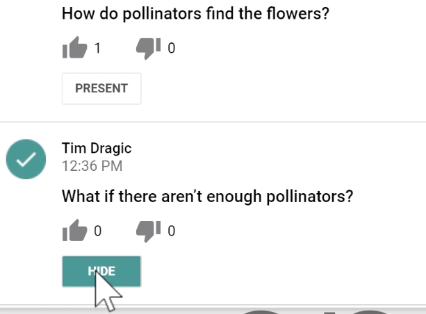 clicking the Hide button clicking the Hide button