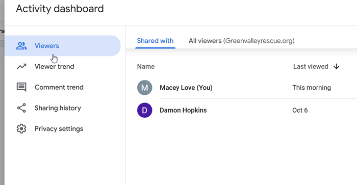 when document was last viewed when document was last viewed