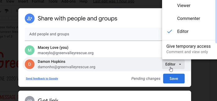 selecting editor permission selecting editor permission
