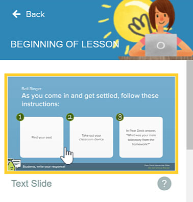 selecting the text slide