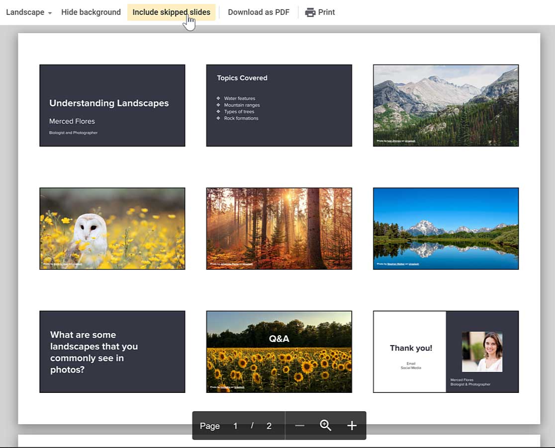 clicking include skipped slides