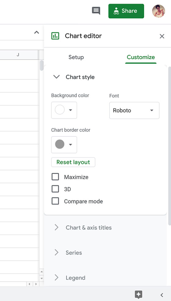 viewing the chart editor