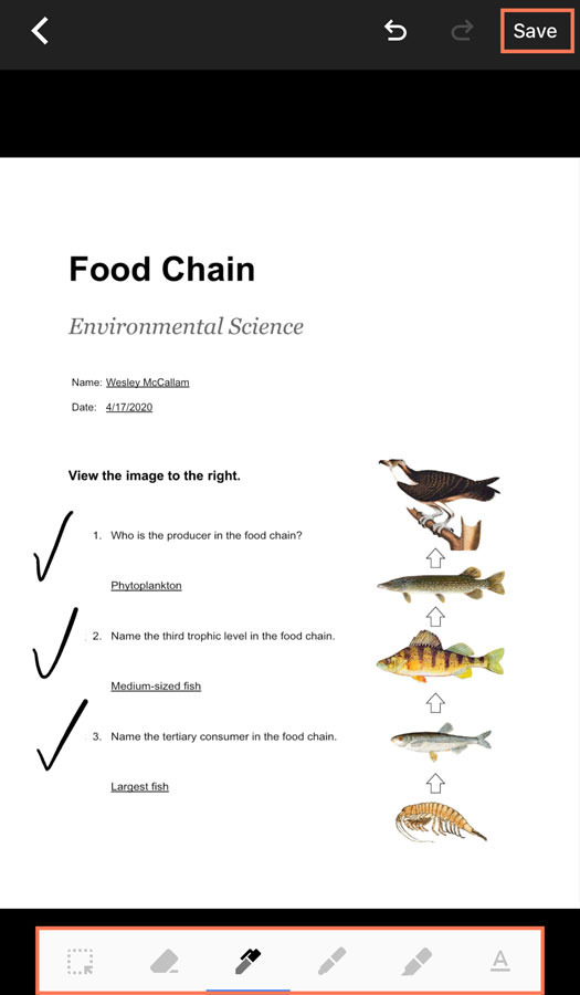 grading using the toolbar then tapping save grading using the toolbar then tapping save