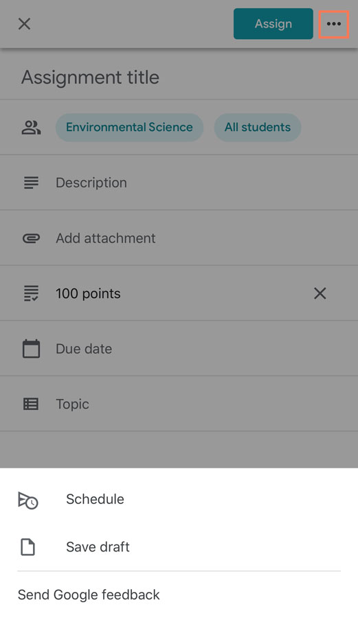 scheduling or saving a draft of the assignment scheduling or saving a draft of the assignment