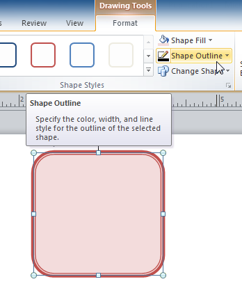 The Shape Outline drop-down command